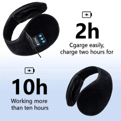 Black plush warm earmuffs velvet with built-in bluetooth music earmuffs and control panel for sports winter use