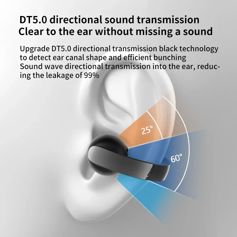 Black single wireless earphone with dt5.0 directional sound business headphone hifi music headset sports design