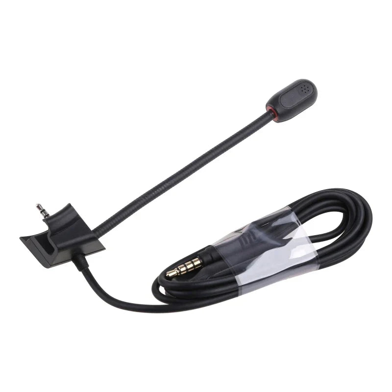Black flexible gooseneck microphone with 3.5mm plug and red accent in clear packaging for bose-qc35 qc35ii headset accessories
