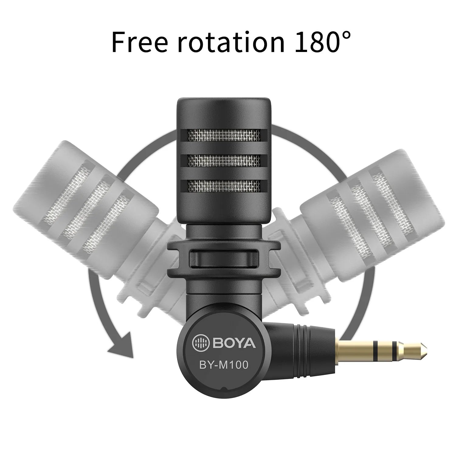 Black boya by-m100 lavalier microphone with mesh grille 3.5mm jack free rotation designed for clear frequency response recording