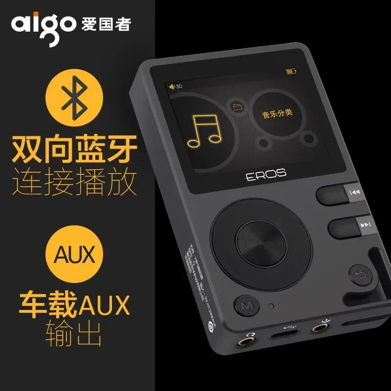 Black aigo eros q portable audio lossless music player with circular touchscreen and player usb dac support 32g tf card