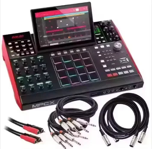 Black and red akai MPC X standalone music production controller with touchscreen pads knobs and origin private mold design