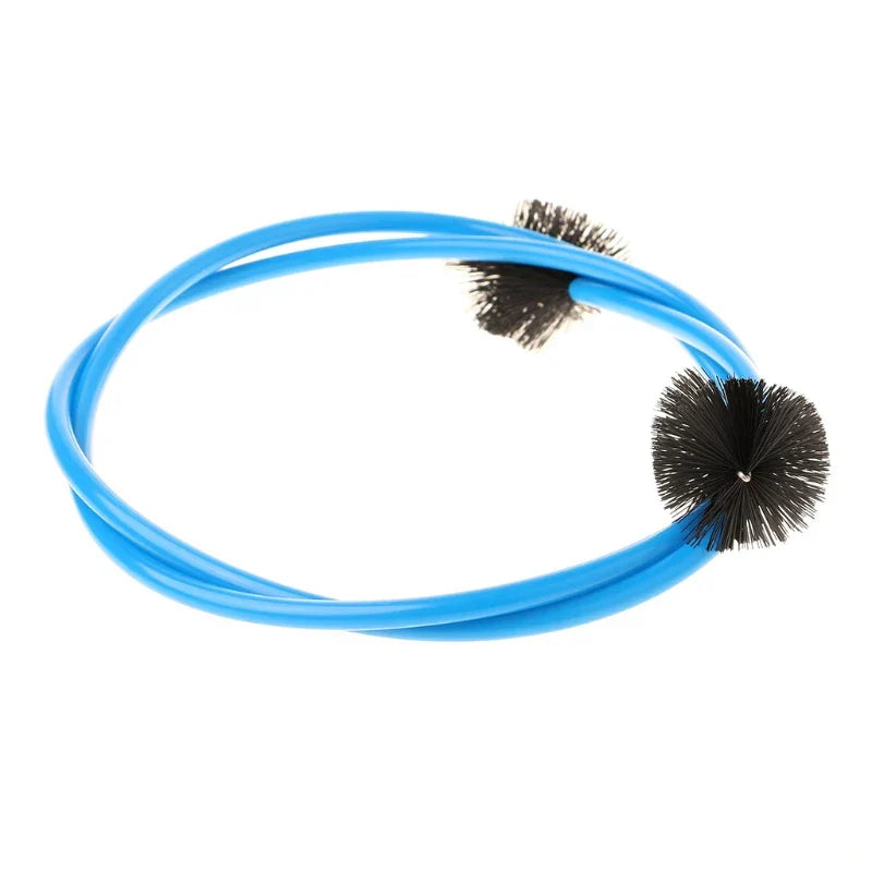 Blue flexible brasswind musical instrument cleaning brush with black bristles for tuba horn cleaning tool