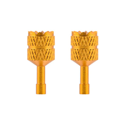 Golden metallic brdrc joystick drill bits with diamond-textured body and serrated top for pro remote control use