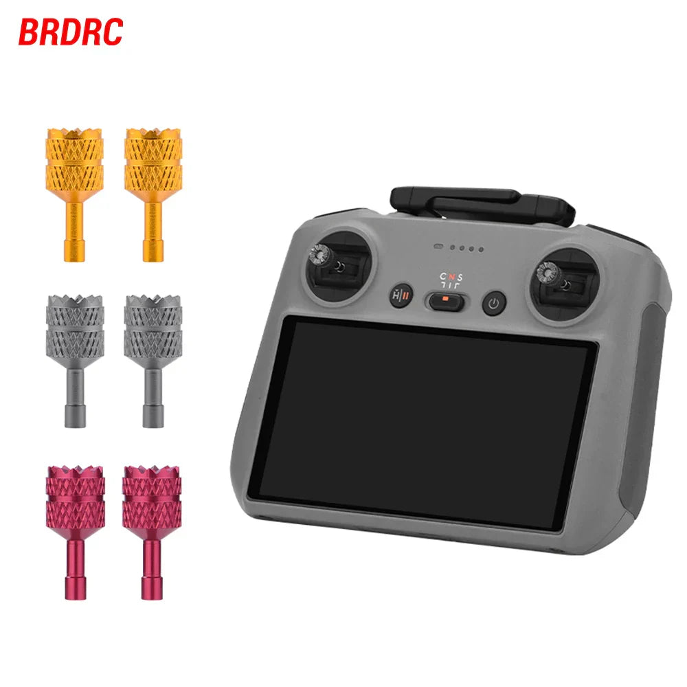Gray dji pro remote control with brdrc joystick and metallic gold silver pink drill bits for flip neo mini accessories