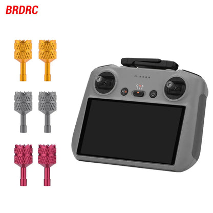 Gray dji pro remote control with brdrc joystick and metallic gold silver pink drill bits for flip neo mini accessories