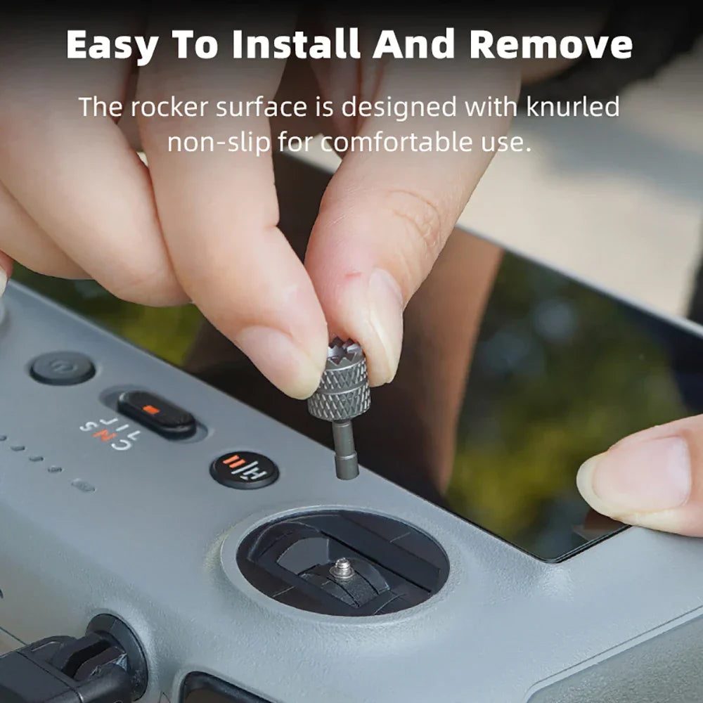 Gray knurled metal screwdriver tip installing brdrc joystick on pro remote control for flip neo mini and mavic models