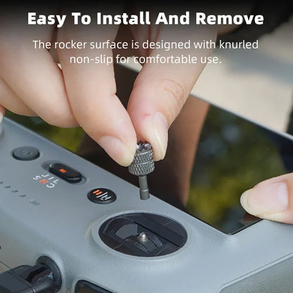 Gray knurled metal screwdriver tip installing brdrc joystick on pro remote control for flip neo mini and mavic models