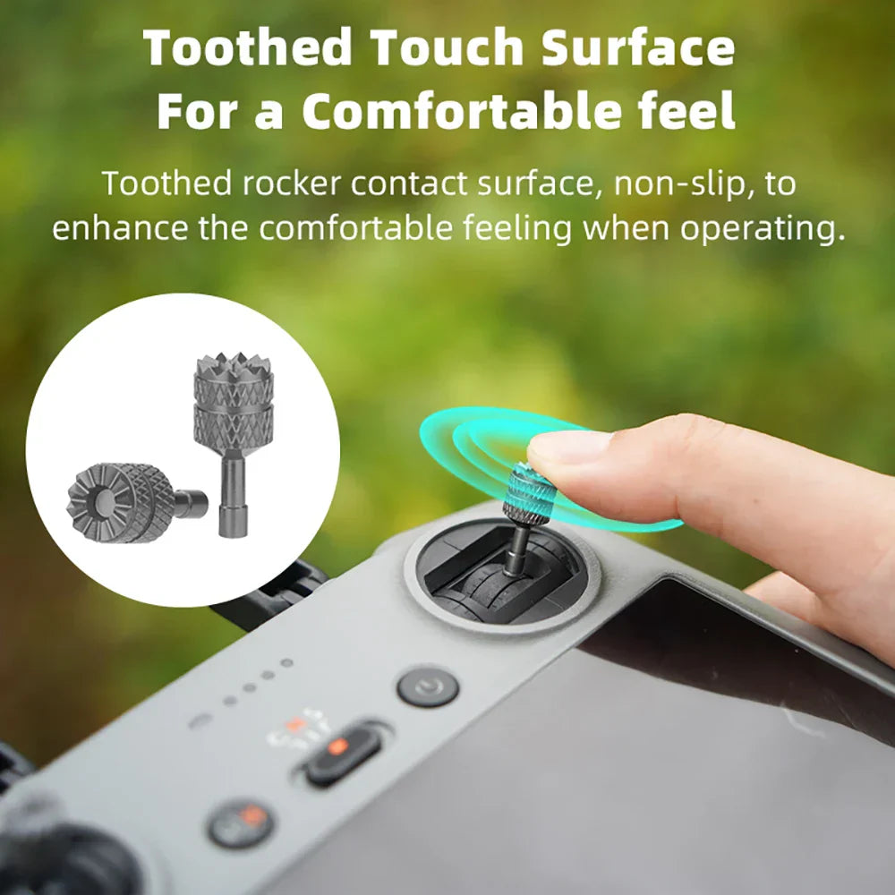 Gray toothed brdrc joystick rocker knob with textured non-slip surface for comfortable pro remote control operation