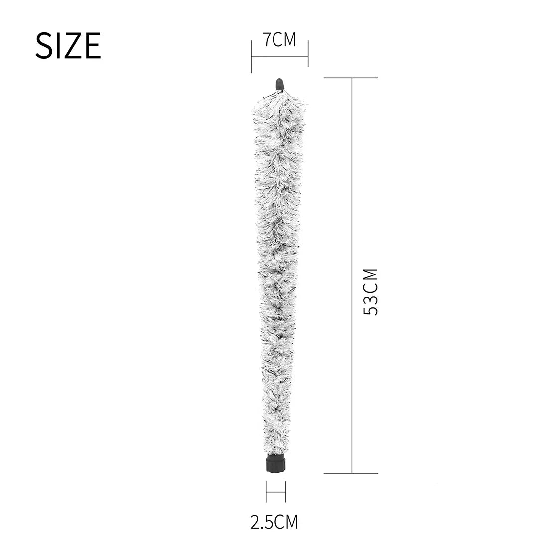 Silver tinsel christmas tree garland 53cm long with fluffy texture and black plastic ends for brush saxophone clarinet cleaning