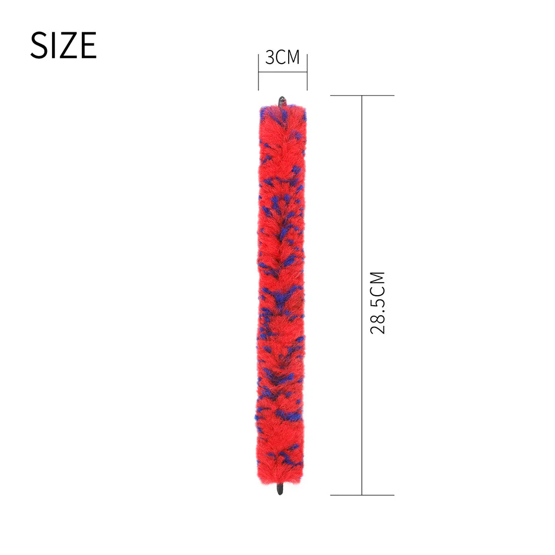 A vibrant red and purple brush saxophone clarinet cleaning brush 28.5cm with dense bristles for alto sax flute piccolo cleaning