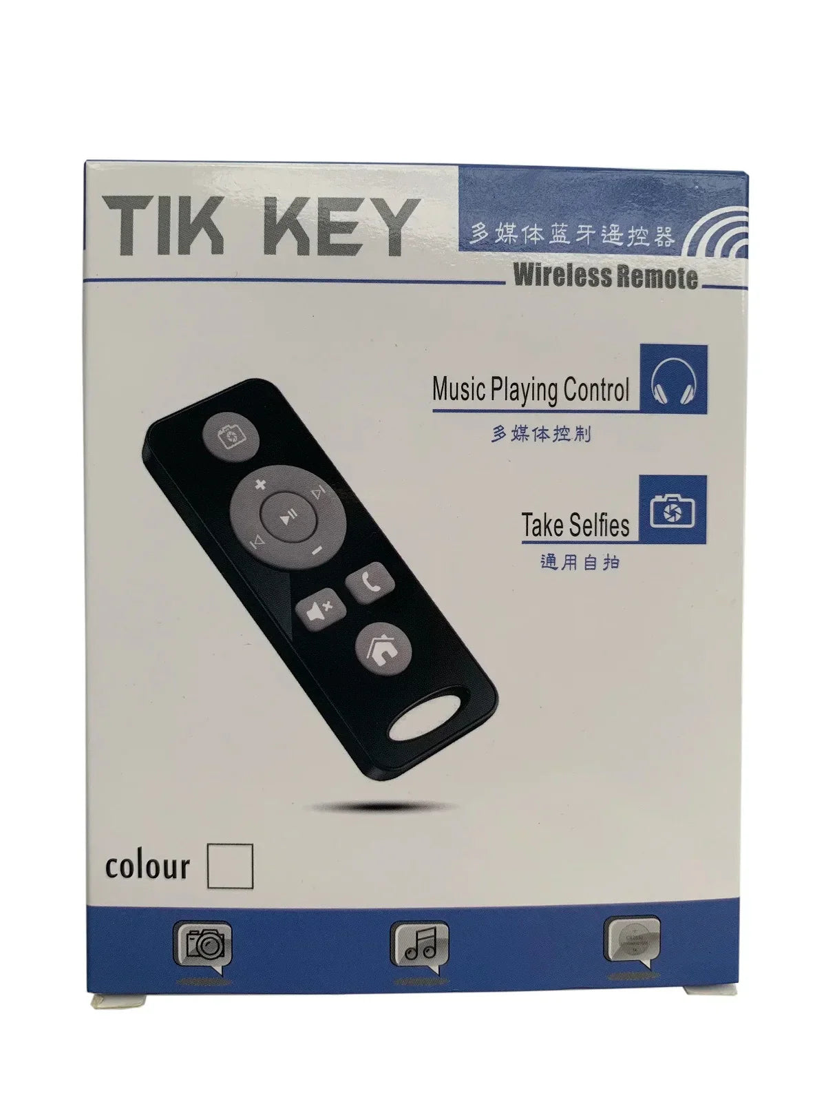 Black tik key wireless music player remote with ergonomic design for iphone ipad android multimedia music control