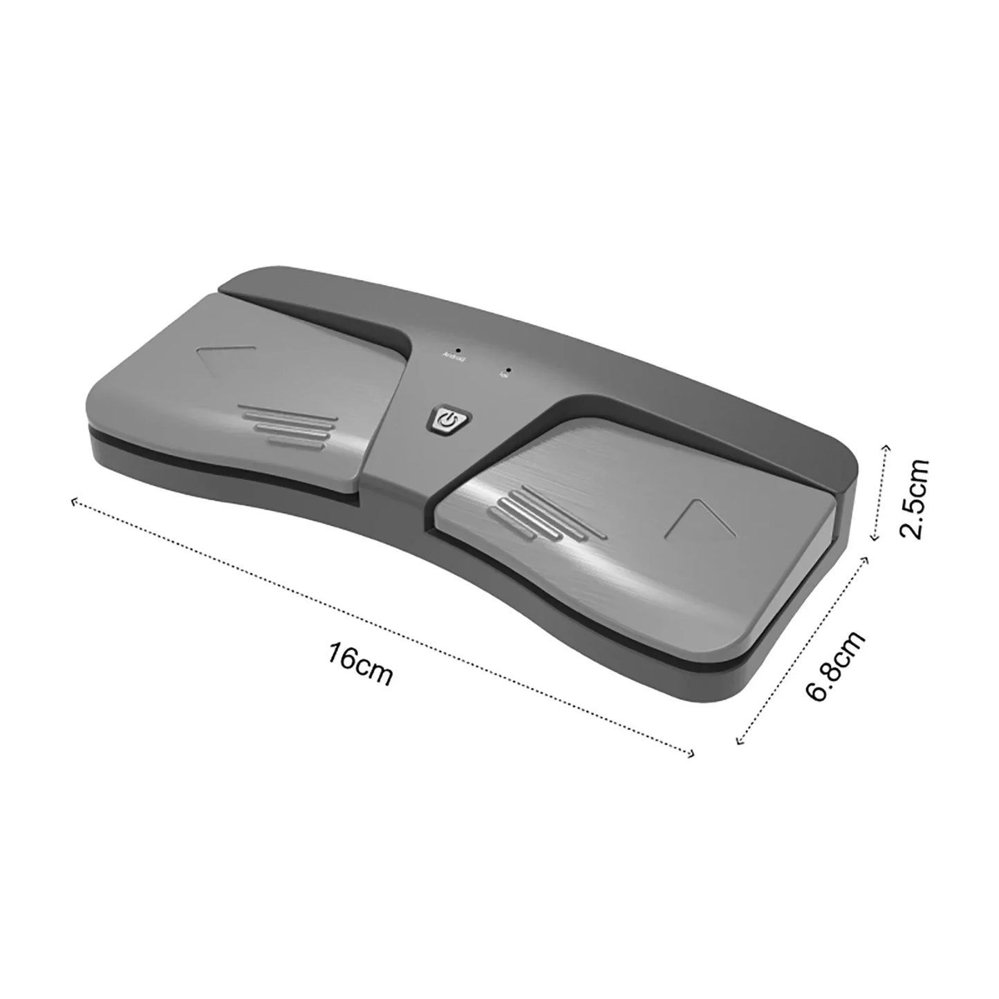 Gray dual-button page turner wireless music pedal with ergonomic matte finish for electronic music sheet use