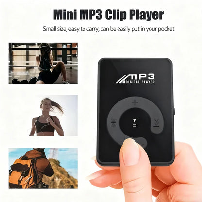 Black rectangular portable hifi mini clip usb mp3 player with circular control pad and walkman music support logo