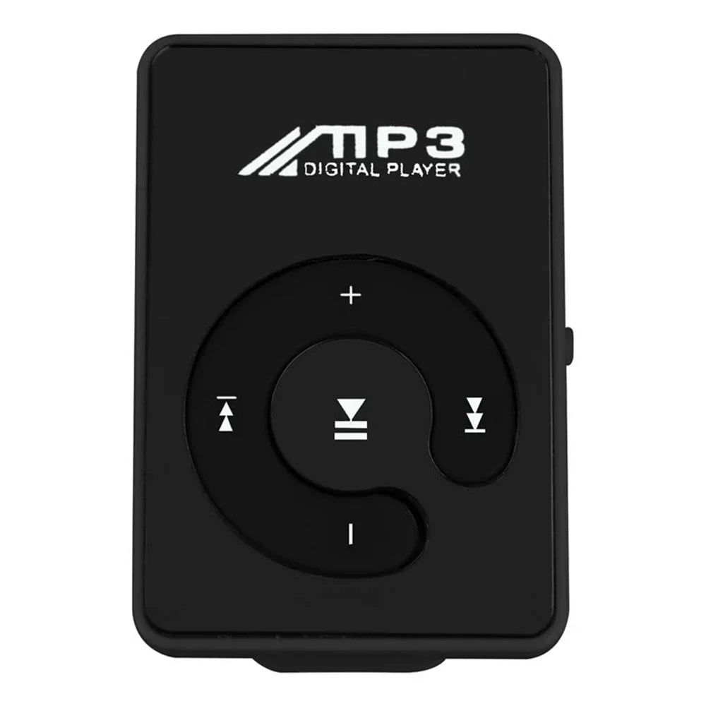 Black rectangular portable hifi mini clip usb mp3 player with circular control pad walkman music support for outdoor use