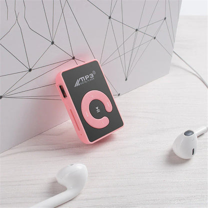 Pink and black key portable hifi mini clip usb mp3 player with circular pink control button supports micro tf card
