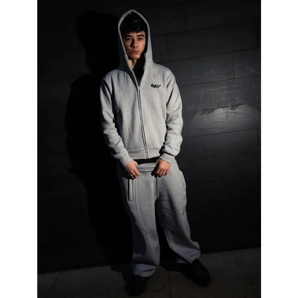 European and American style design, street clean fit, versatile, loose and fashionable, men's hip-hop style, niche gray hoodie
