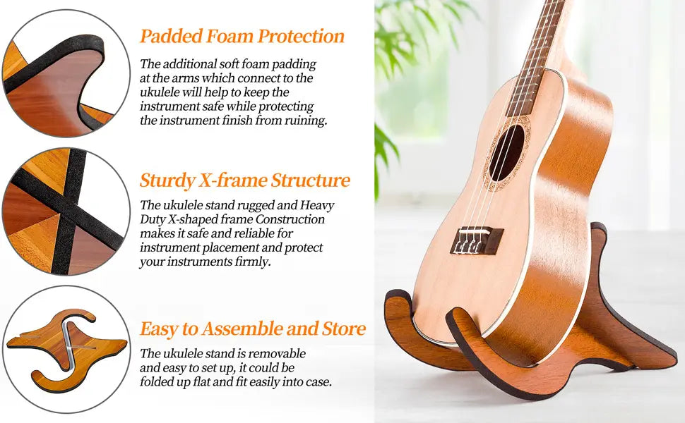 Wooden Ukelele Stand Holder Musical Instrument Stand Concert Portable Wood Stand For Small Guitar Violin Banjo