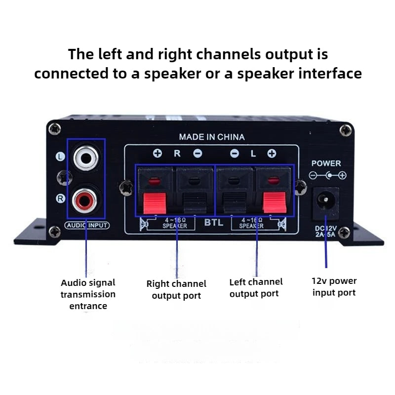 12V 400W Stereo Mini Amplificador Audio Power Amplifier HIFI 2CH Audio Music Player Stereo Audio Amplifier for Mic Car Home