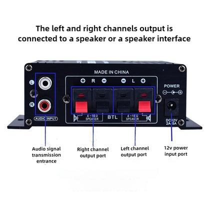 12V 400W Stereo Mini Amplificador Audio Power Amplifier HIFI 2CH Audio Music Player Stereo Audio Amplifier for Mic Car Home