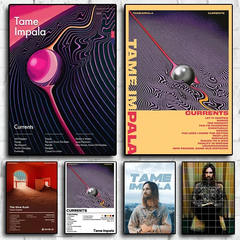 Pop Rock Singer Tame Impala Poster Aesthetic Rapper Music Album Currents Home Decoration Canvas Print Wall Art Room Decor