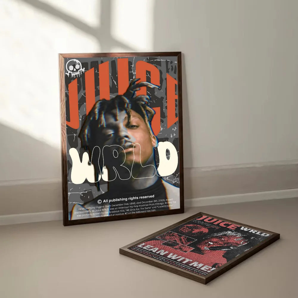 Hip-hop Juice WRLD Poster Self-adhesive Art Waterproof Paper Sticker Coffee House Bar Room Wall Decor