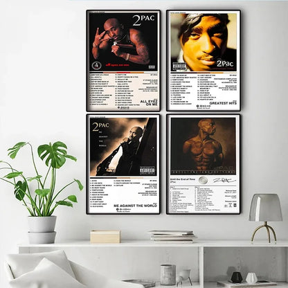 Black and White Pop Hip Hop Rapper 2PAC Posters Tupac Music Album Cover Aesthetic for Room Canvas Painting Art Wall Home Decor