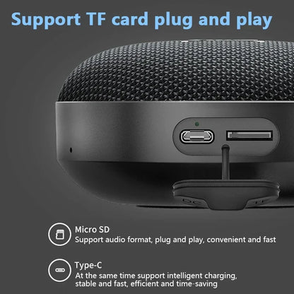 Black textured som bluetooth speaker with type-c port and tf card slot wireless mini subwoofer column bocina