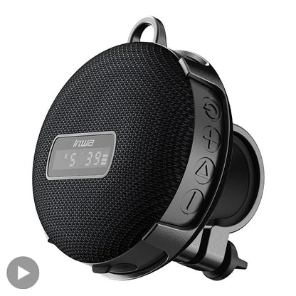 Black textured fabric som bluetooth speaker with digital display and control buttons wireless mini subwoofer column bocina