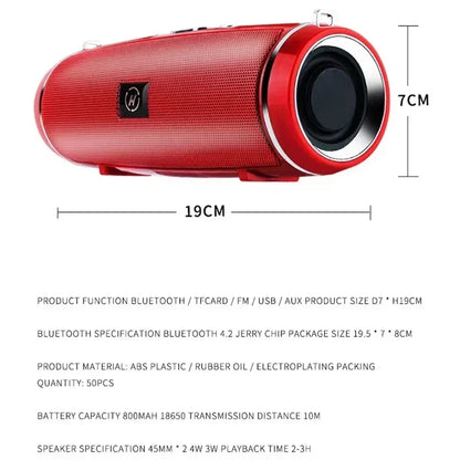 Red cylindrical som portable wireless speaker bluetooth 200w with textured mesh exterior and chrome high power outdoor audio