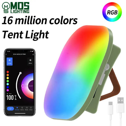 A sleek olive green plastic frame rgb led tent light with smooth curved surface and music sync rgb by Tuya APP
