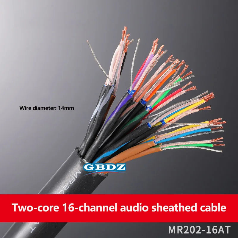 Black canare mr202-2at studio recording two-core aluminum foil shielded audio cable with 16 colorful insulated wires exposed