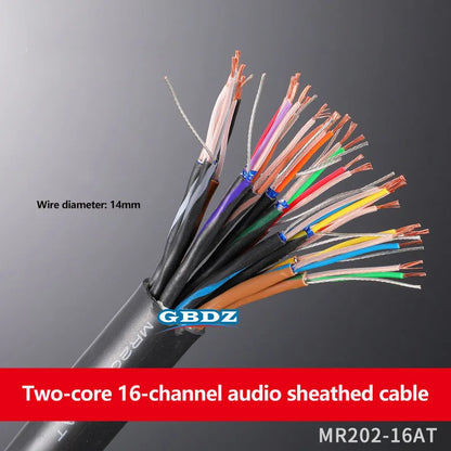 Black canare mr202-2at studio recording two-core aluminum foil shielded audio cable with 16 colorful insulated wires exposed