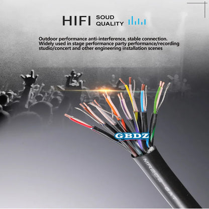 Black armored canare mr202-2at audio cable with multiple colored insulated wires and aluminum foil shielded for studio recording two-core use