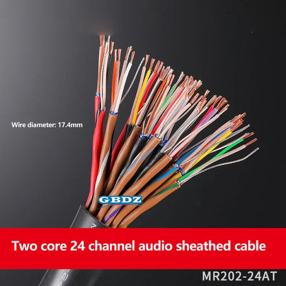 Black sheathed canare mr202-2at audio cable with 24 colorful stripped wires aluminum foil shielded for studio recording two-core use