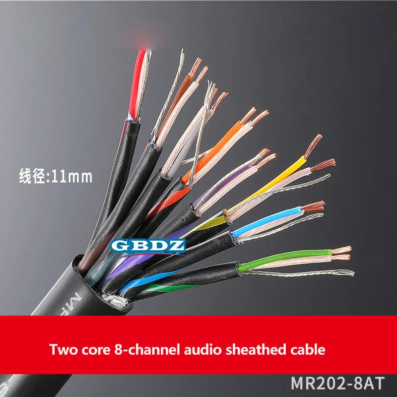 Black sheathed canare mr202-2at studio recording two-core aluminum foil shielded audio cable with multicolored wires exposed