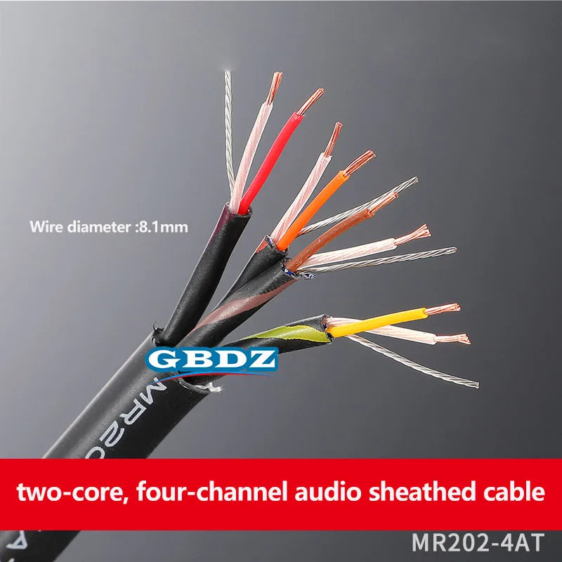 Black sheathed canare mr202-2at studio recording two-core aluminum foil shielded cable with multi-colored exposed wires