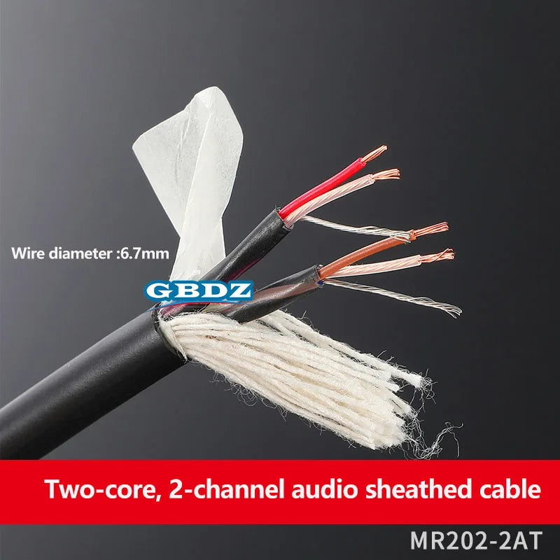 Black sheathed canare mr202-2at studio recording two-core audio cable with aluminum foil shielded red and copper wires