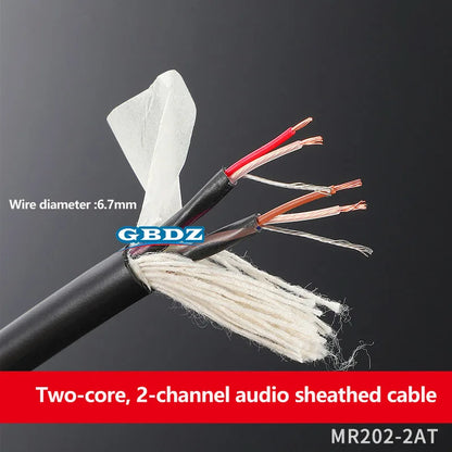 Black sheathed canare mr202-2at studio recording two-core audio cable with aluminum foil shielded red and copper wires