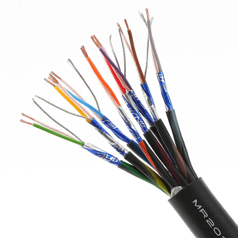 Black canare mr202-2at shielded ethernet cable with aluminum foil and multiple colored twisted pairs for studio recording two-core use