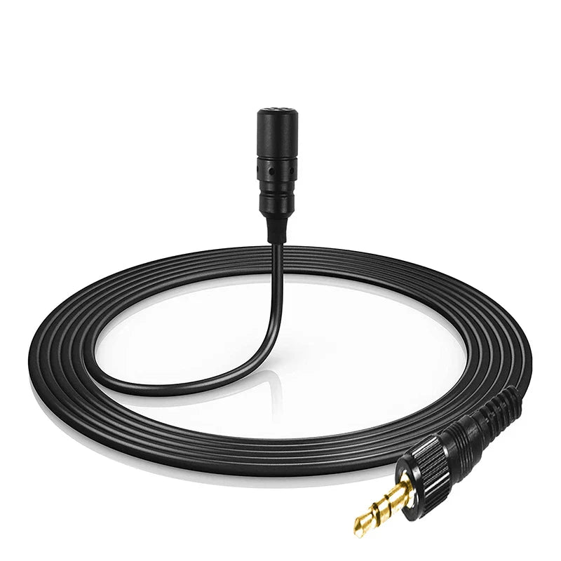 Black lavalier microphone cable with gold-plated 3.5mm connector for canfon professional saramonic boya comica wireless systems