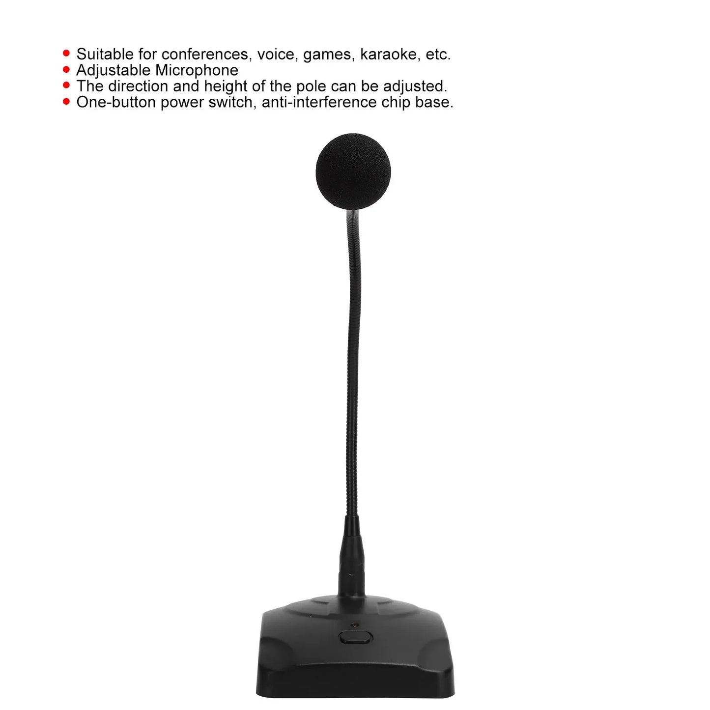 Black capacitive microphone gooseneck with sturdy base wired conference microphone with 5m xlr cable gooseneck