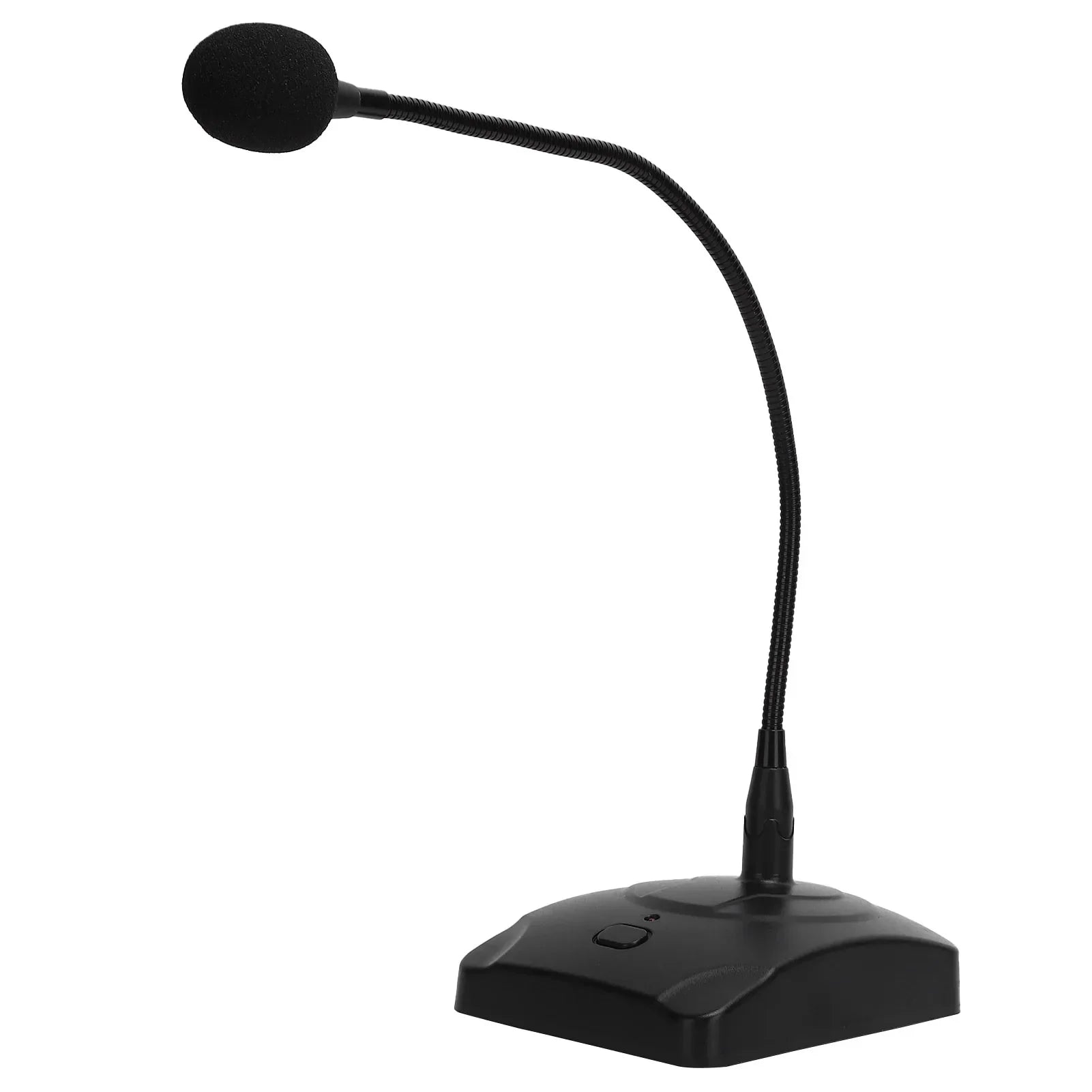 Black wired conference microphone with capacitive microphone gooseneck and flexible xlr cable gooseneck arm for computer use