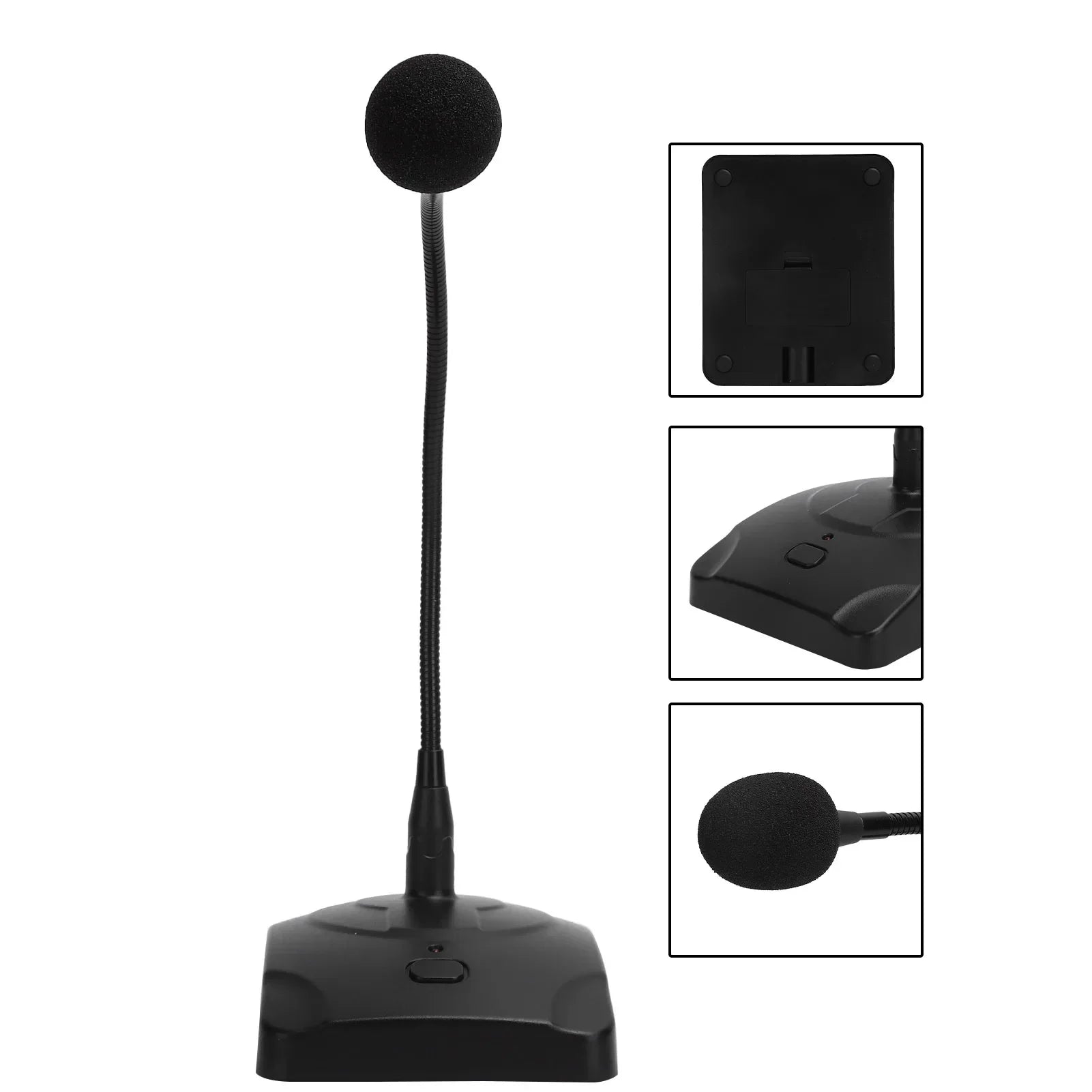 Black capacitive microphone gooseneck wired conference microphone with foam windscreen and 5m xlr cable for computer