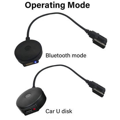Black circular bluetooth music adapter with usb port and flexible cable for ami mdi mmi system in mercedes-benz