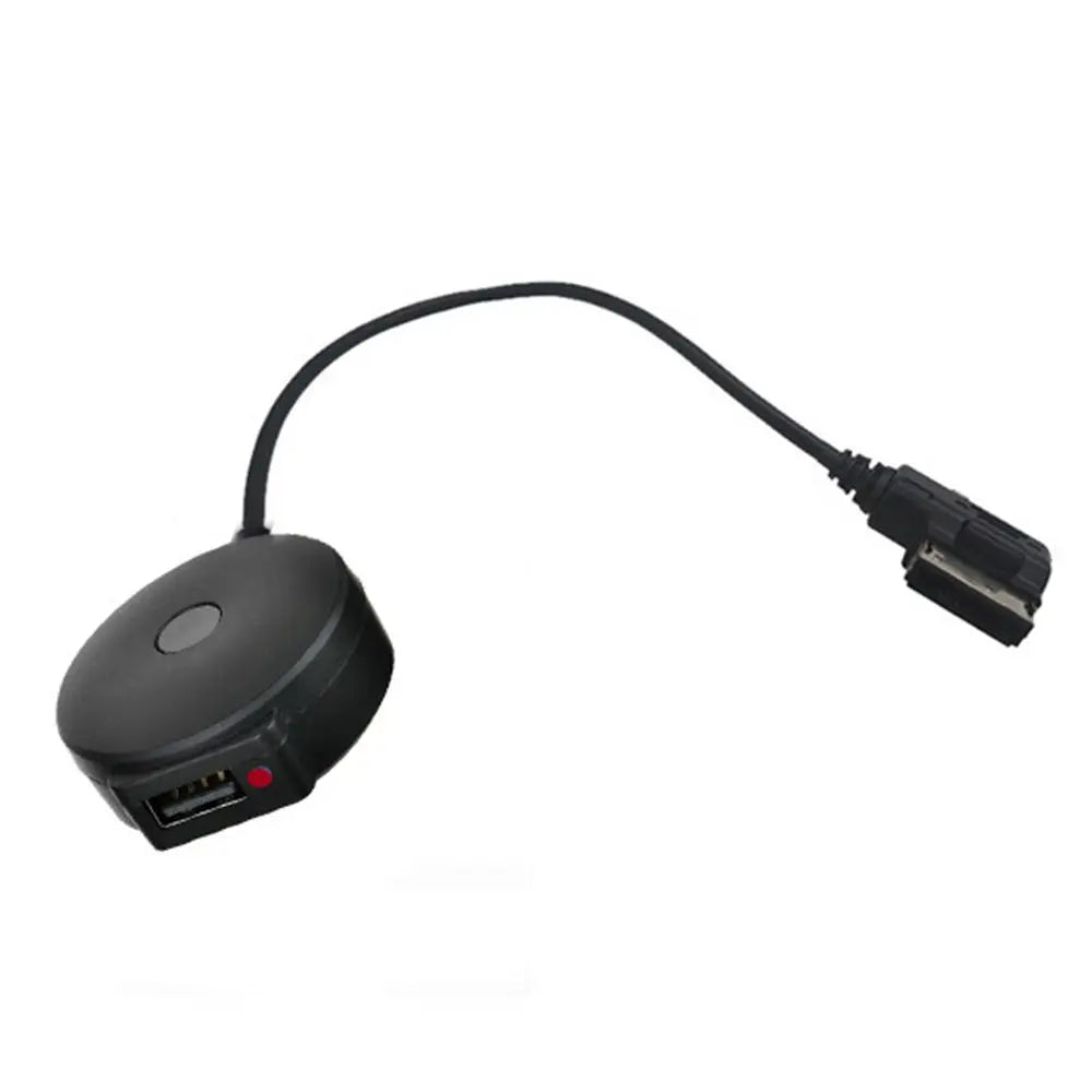 Black circular bluetooth music adapter with usb port and red indicator light for ami mdi mmi system in mercedes-benz