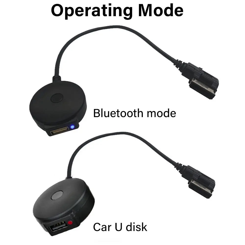 Black circular bluetooth music adapter with usb port and flexible cable for ami mdi mmi device aux audio in mercedes benz