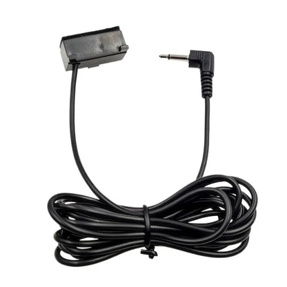 Black coiled jack plug wired external mini mic with rectangular connector and angled 3.5mm jack for aftermarket android multimedia