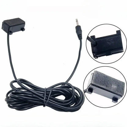 Black plastic car audio adapter cable with 3.5mm jack plug wired external mini mic for aftermarket android multimedia use