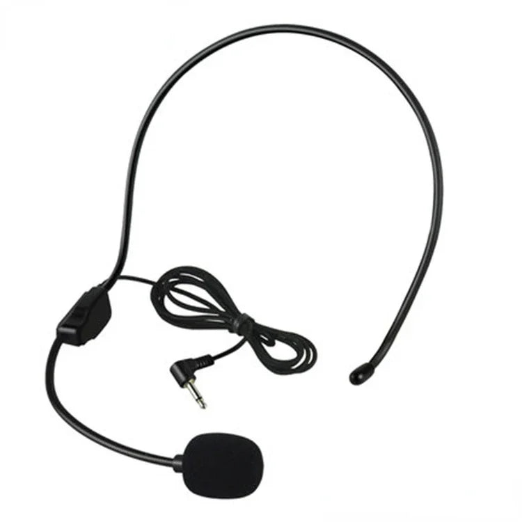 Black over-ear headset with flexible headband and foam mic capsule wired external microphone for auto dvd radio use